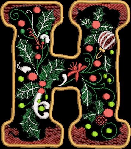 BFC32207 Christmas Applique Alpha H