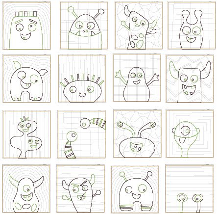 CCQSHW0016 -  Happy Monsters Squares Set 2