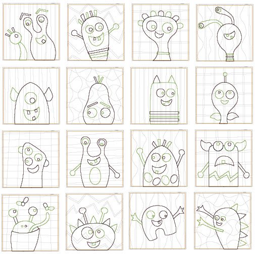 CCQSHW0017 - Happy Monster Squares Set 3