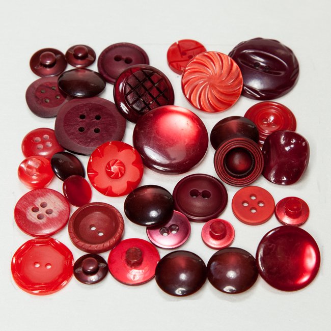 Vintage Acrylic Buttons - Red