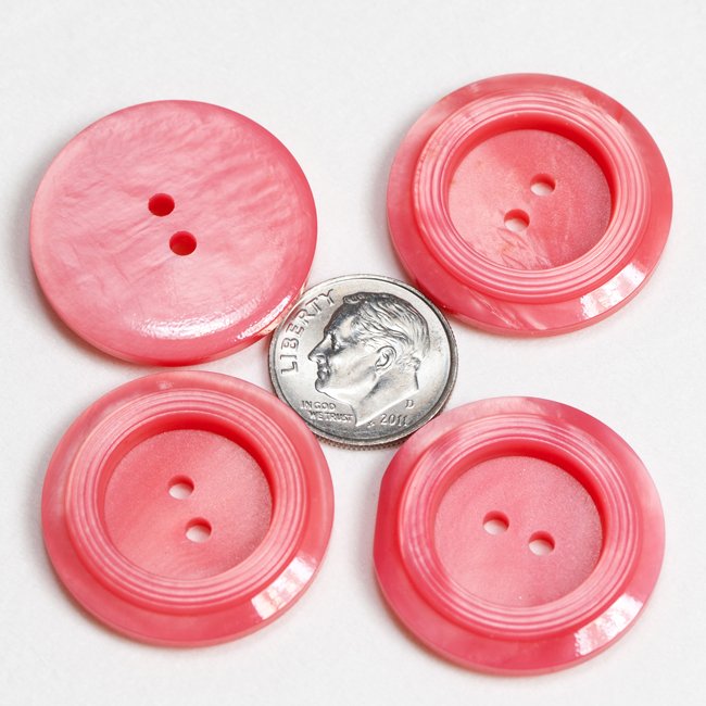 Vintage Acrylic Buttons - Bright Rose