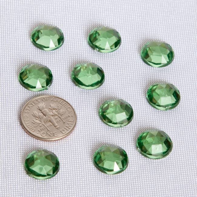 Peridot Acrylic Crystals, 11 mm, 10 pcs