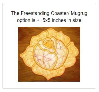 CCQ0415 - Rose Mug Rug - Coaster- Applique