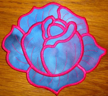 CCQ0415 - Rose Mug Rug - Coaster- Applique